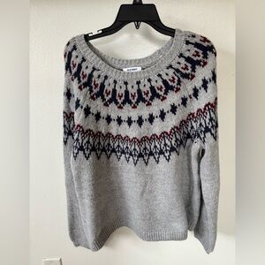 Old Navy Gray and Navy Patterned Women's Sweater Size L